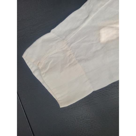 Antica Sartoria Beaded Embroidered Button Down Linen Tunic Size XL White Coastal - Picture 10 of 14